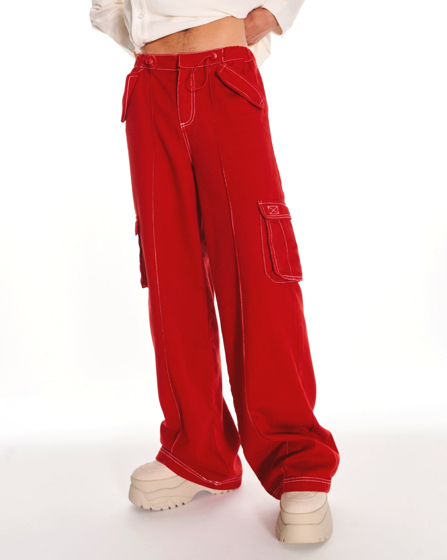 Inframundo Low Rise Cargo Trousers In Red