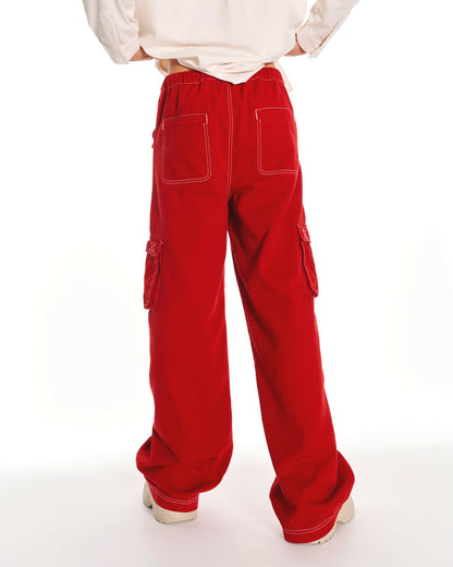 Inframundo Low Rise Cargo Trousers In Red