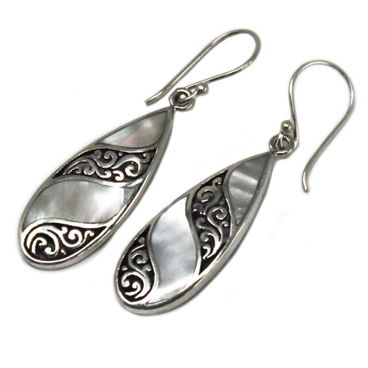 Shell & Silver Earrings - Teardrop- MOP