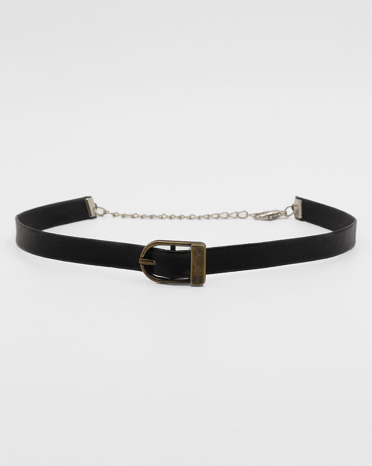 Faux Leather Buckle Choker In Black