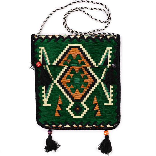 Emerald Green Kilim Messenger Festival Bag