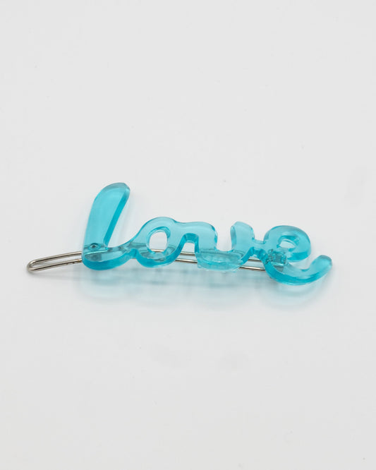 Blue 'Love' Hair Clip - Bad Handwriting