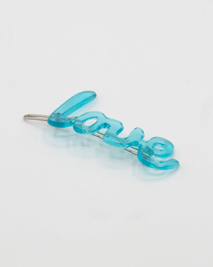 Blue 'Love' Hair Clip - Bad Handwriting