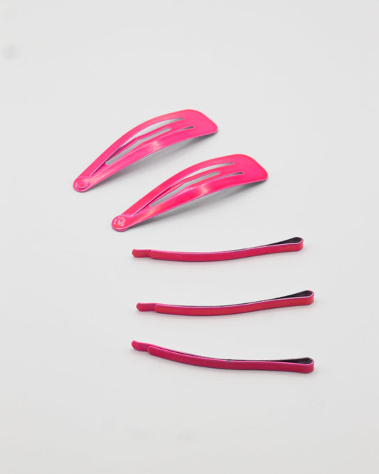 Pink Pack of 5 Hair Snap Clips - Bad Handwriting