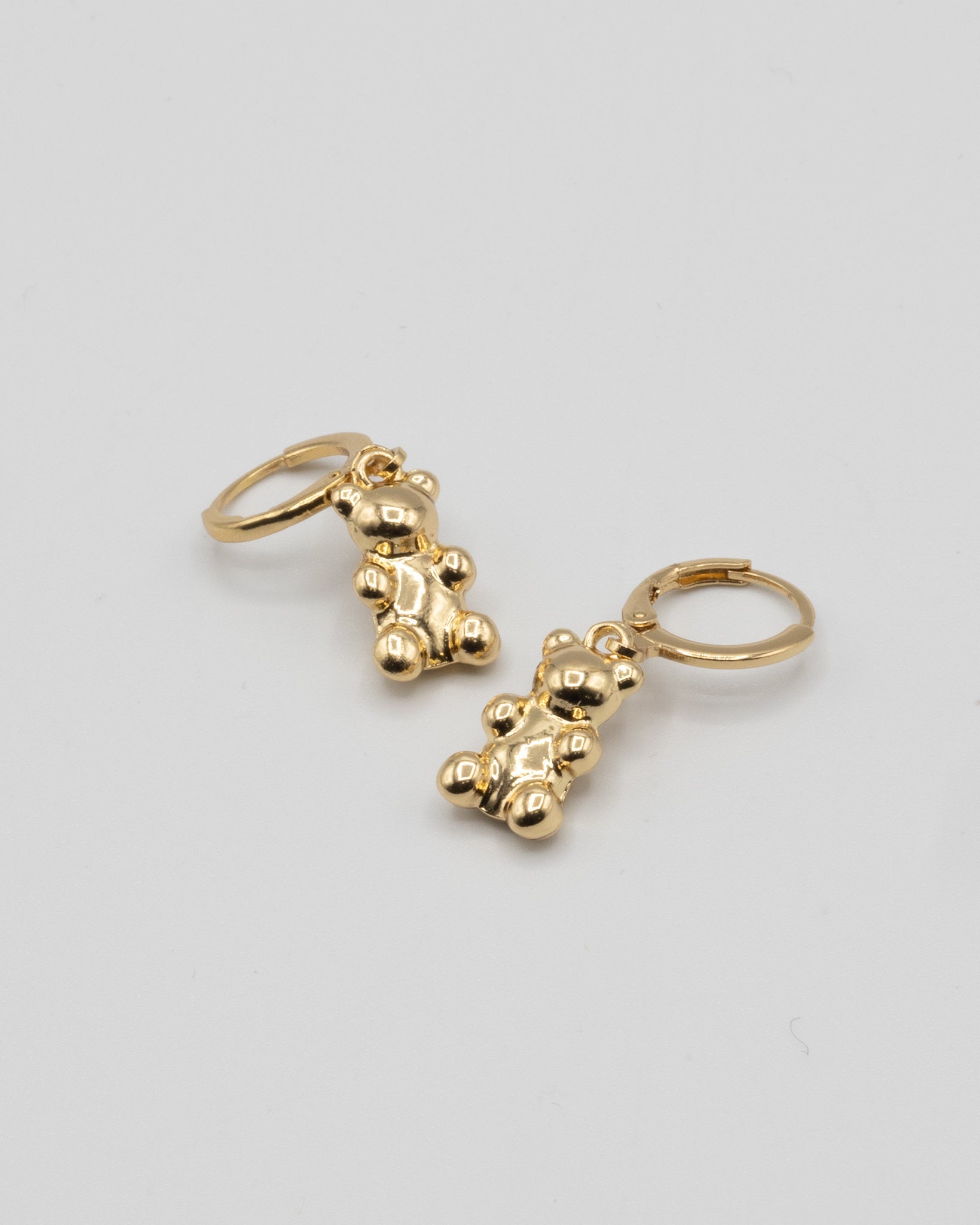 Teddy Bear Hoop Earrings In Gold - Bad Handwriting