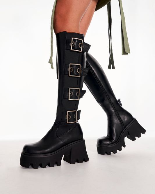 Orion's Belt Chunky Platform Boots In Black