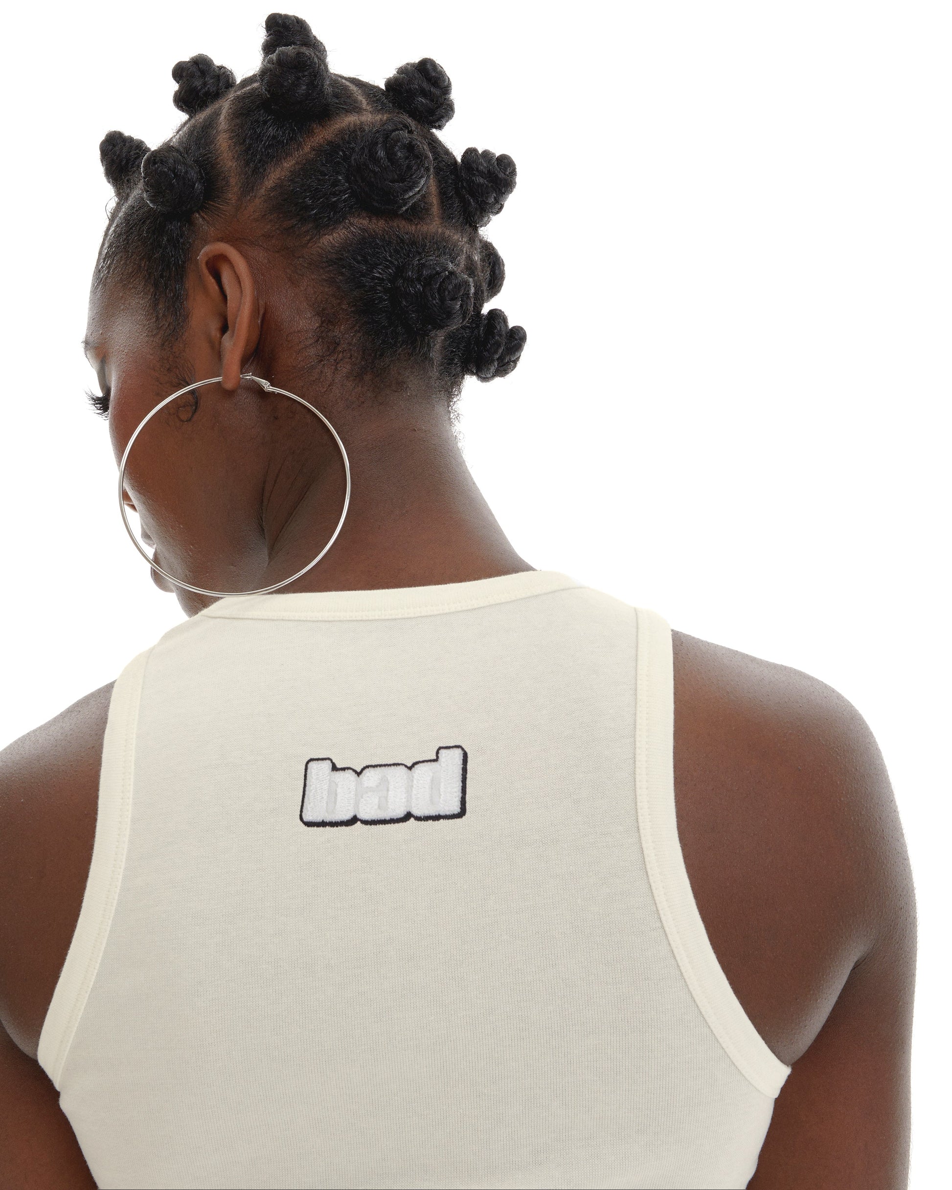 Normcore Ecru Embroidered Tank Top - Bad Handwriting