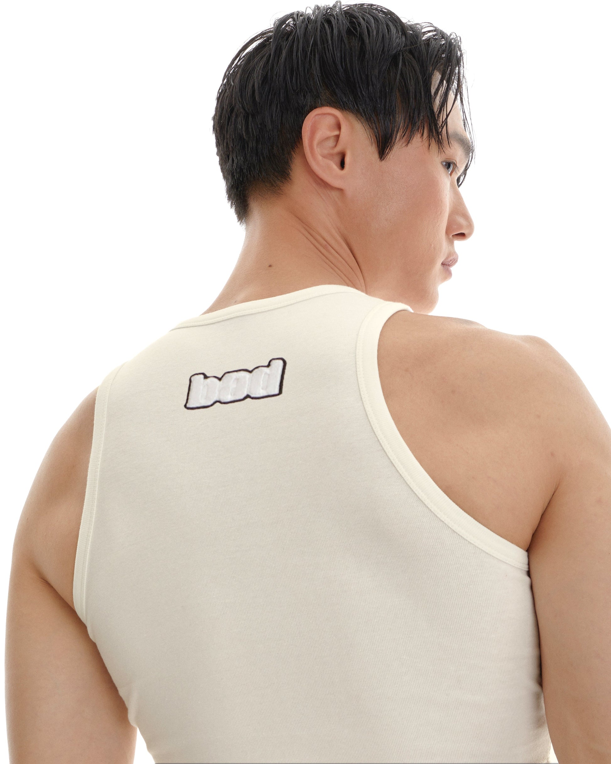 Normcore Ecru Embroidered Tank Top - Bad Handwriting