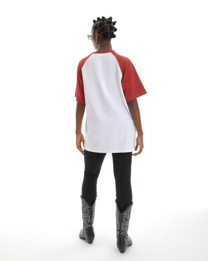 Back2Hell Graphic Oversized Raglan Tee - Bad Handwriting