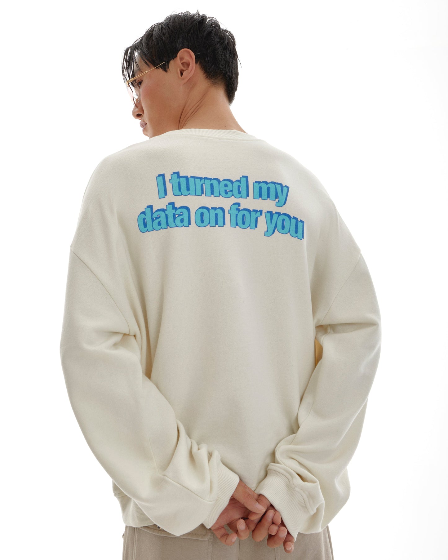 Data Bill Graphic Oversized Sweatshirt - Bad Handwriting