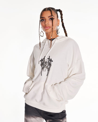 Cyber Armour Hoodie With Graphic In White