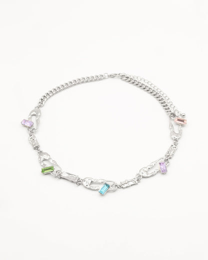 Till Death Gemstone Choker Necklace In Silver