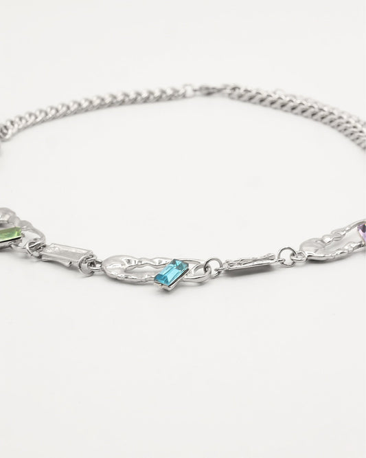 Till Death Gemstone Choker Necklace In Silver