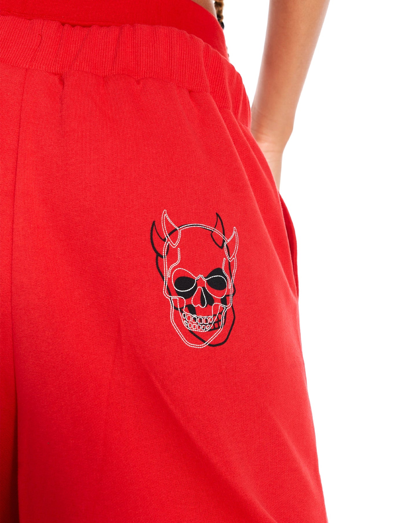 Love Bite Low Rise Wide Leg Joggers With Graphic In Red