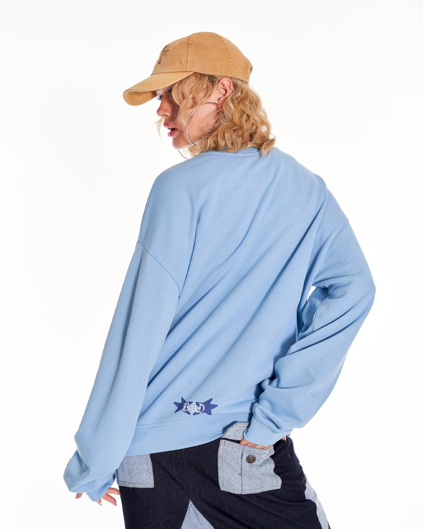 Mizu Staple Oversized Crew Neck Sweatshirt With Graphic In Blue