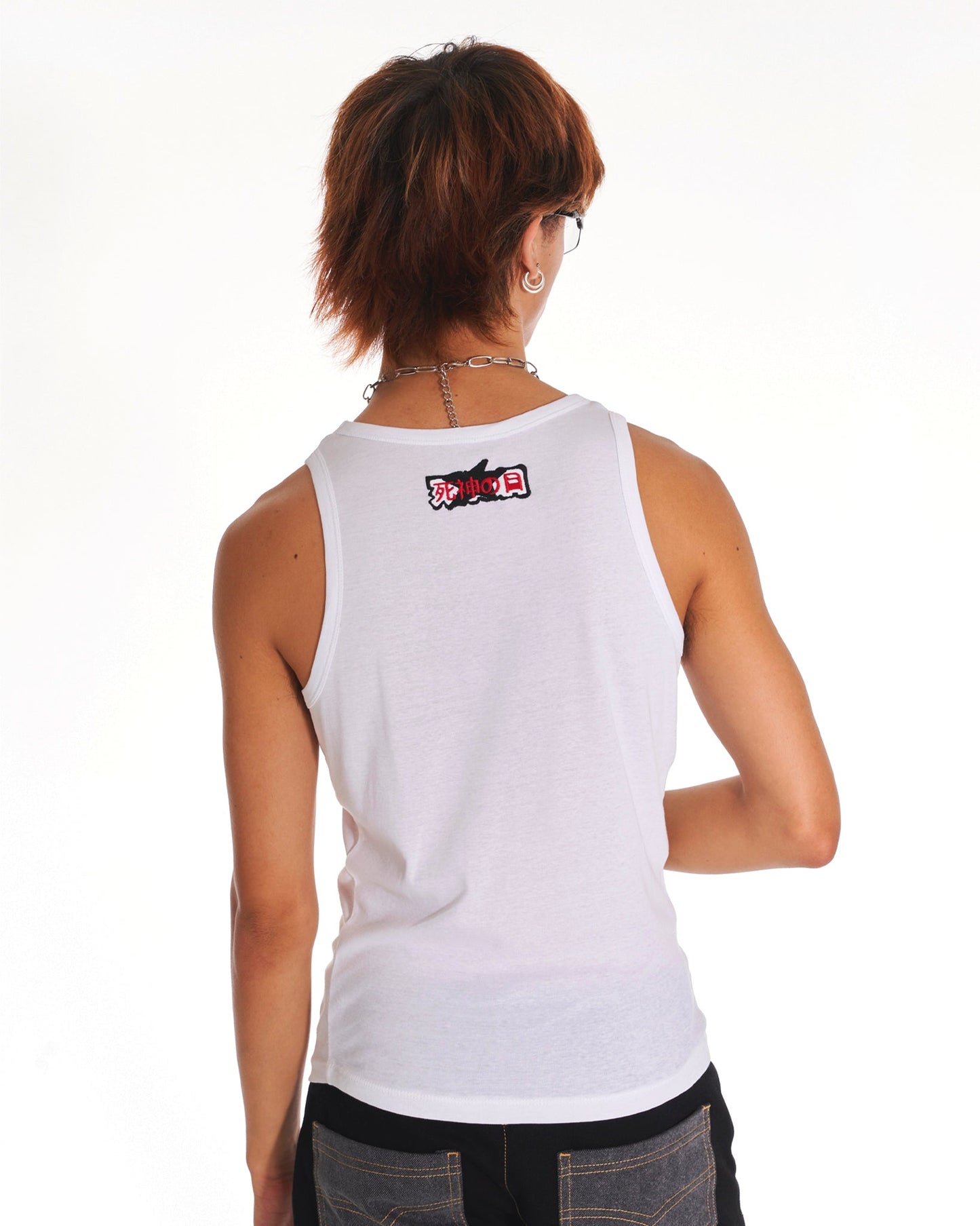 Tenshi Tank Top With Graphic Embroidery In White