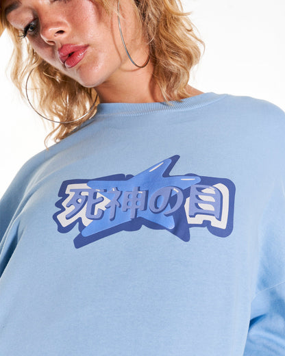 Mizu Staple Oversized Crew Neck Sweatshirt With Graphic In Blue