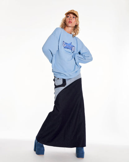 Mizu Staple Oversized Crew Neck Sweatshirt With Graphic In Blue