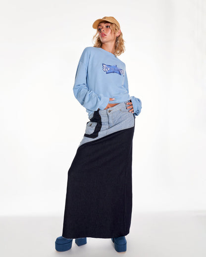 Mizu Staple Oversized Crew Neck Sweatshirt With Graphic In Blue