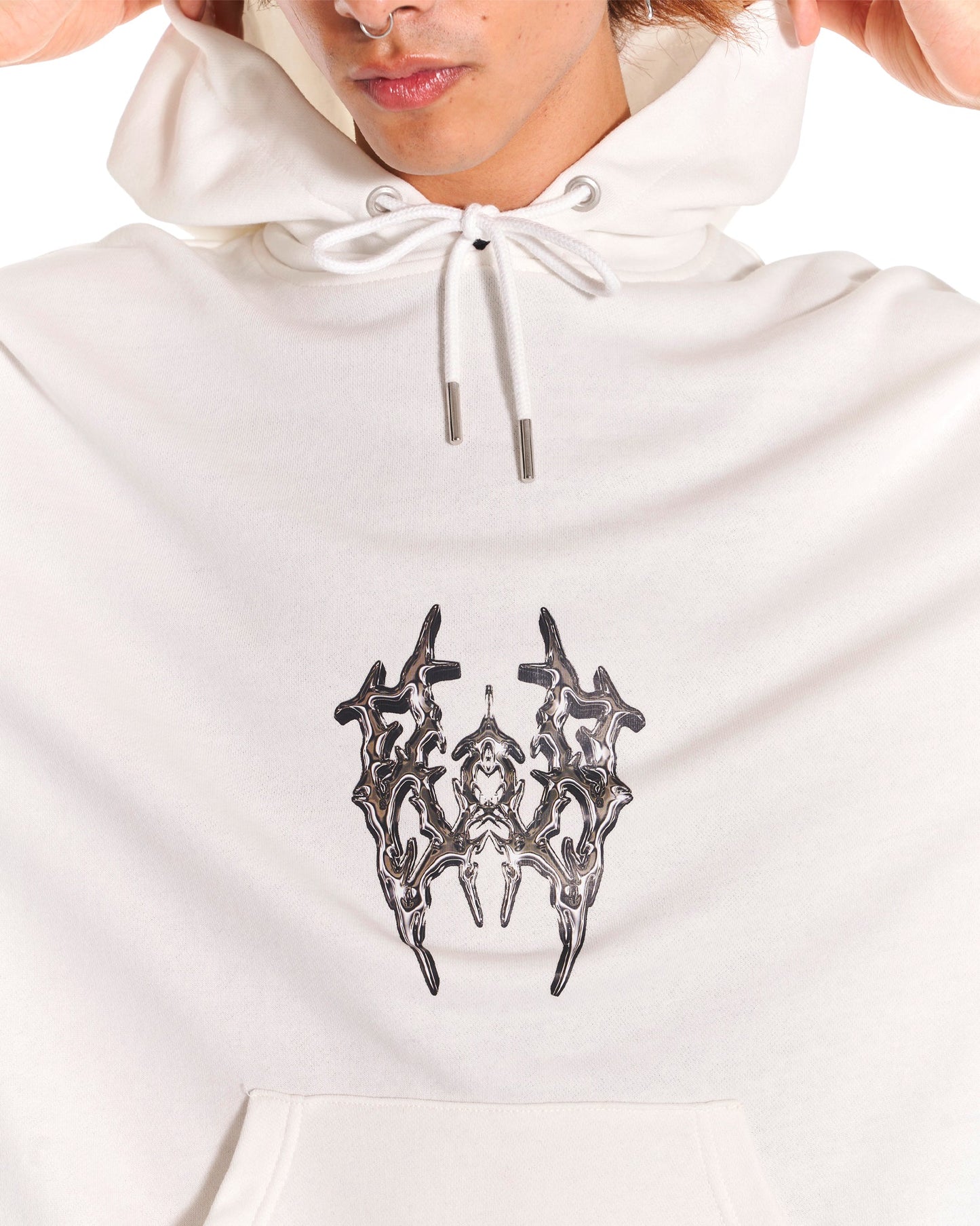 Cyber Armour Hoodie With Graphic In White