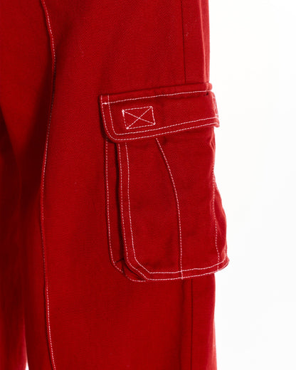 Inframundo Low Rise Cargo Trousers In Red