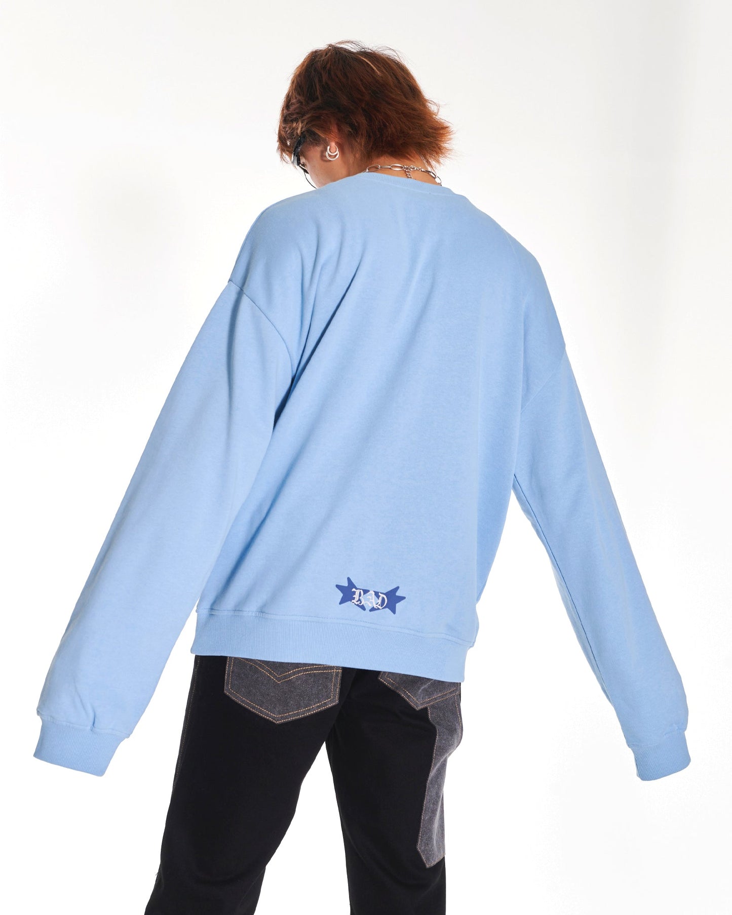 Mizu Staple Oversized Crew Neck Sweatshirt With Graphic In Blue