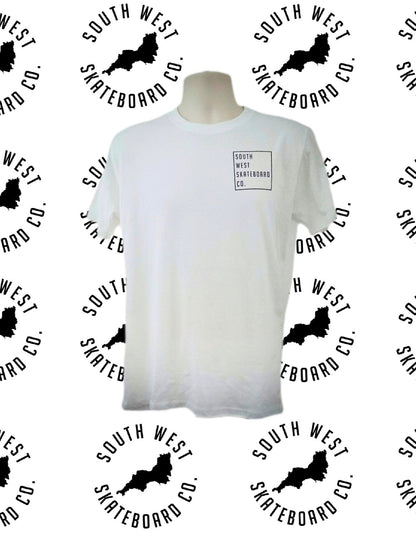 South West Skateboard Co. T-Shirt - White/Black Square Logo