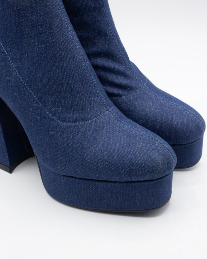 denim platform boots