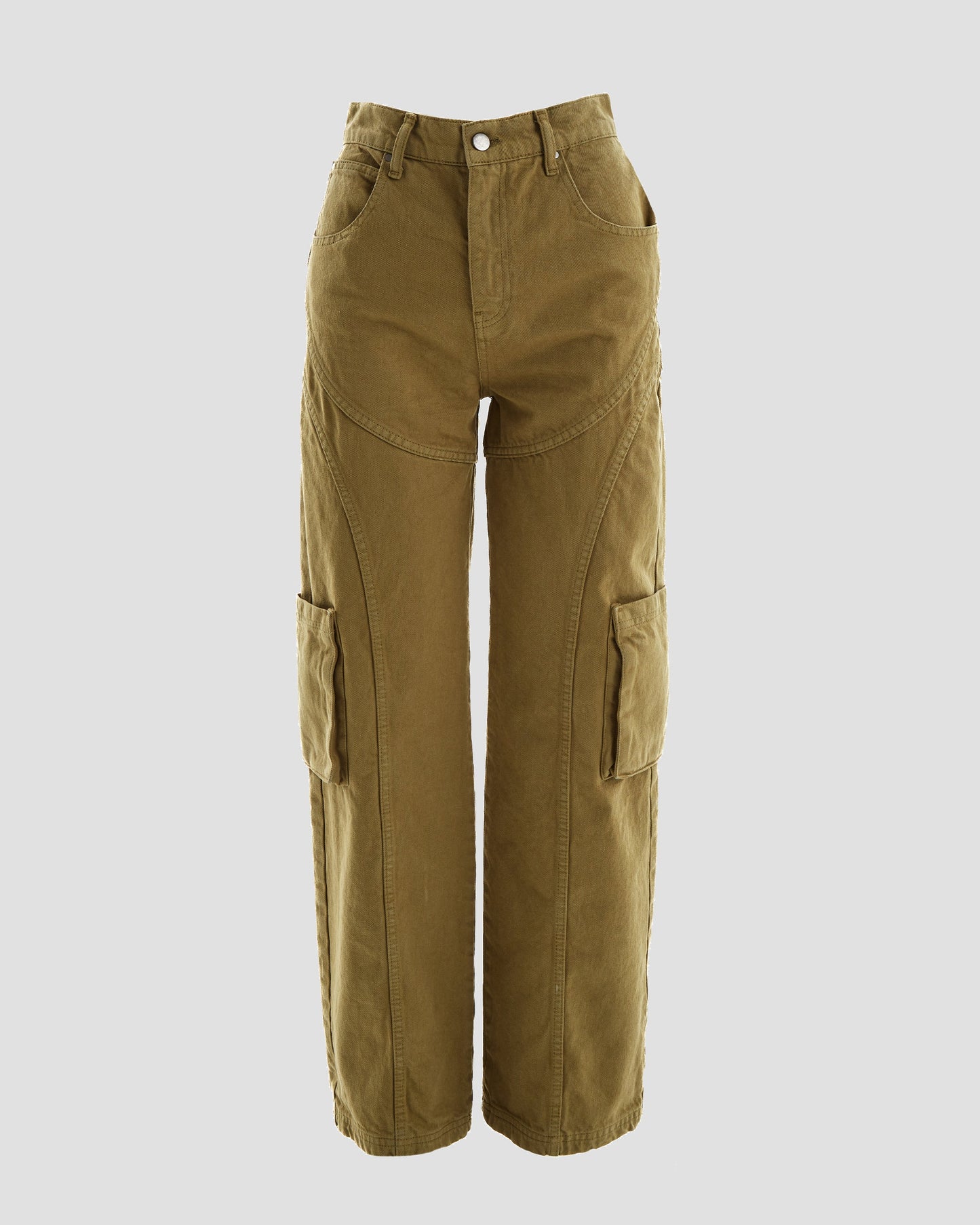 Free Entry Low Rise Straight Fit Technical Jeans in Khaki