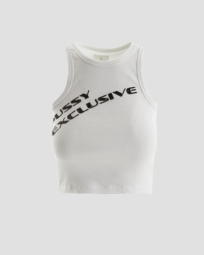 Exclusive Slogan Crop Tank Top in Off White