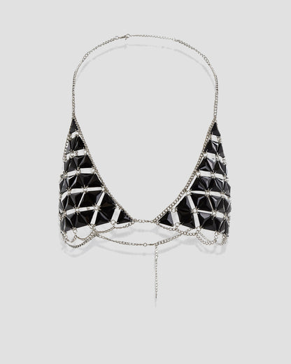 Trap Chainlink Bikini Top In Black and Silver