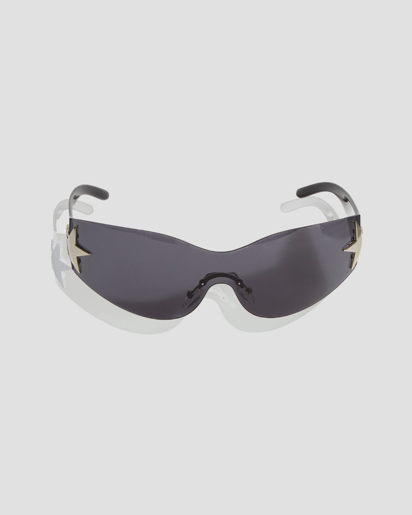 Estelle Frameless Mirror Sunglasses with Stars in Black