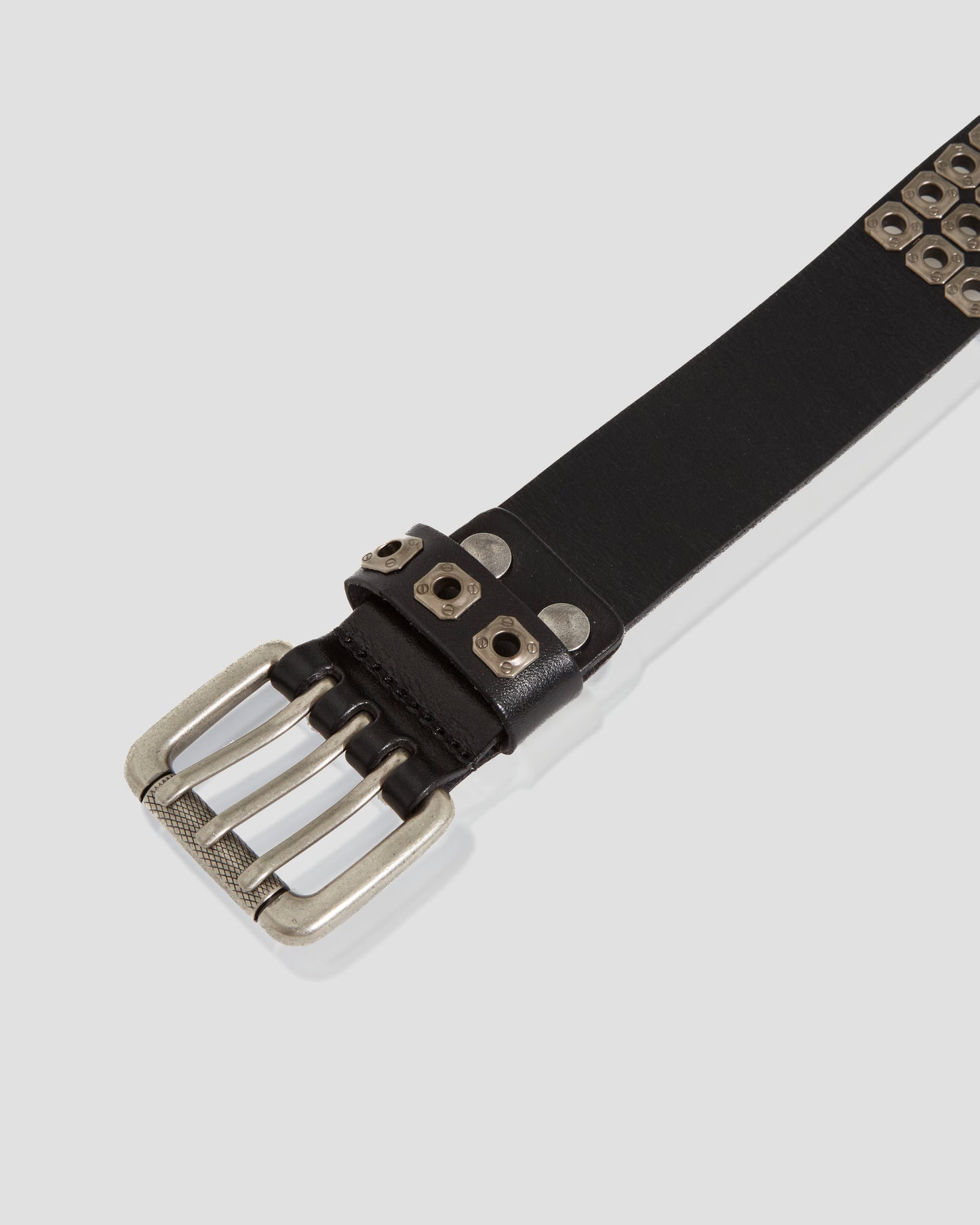 Ravecore Square Studded Leather Belt in Black