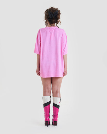 Taste Me Oversized Baggy T-Shirt with Centre Front Graphic in Pink