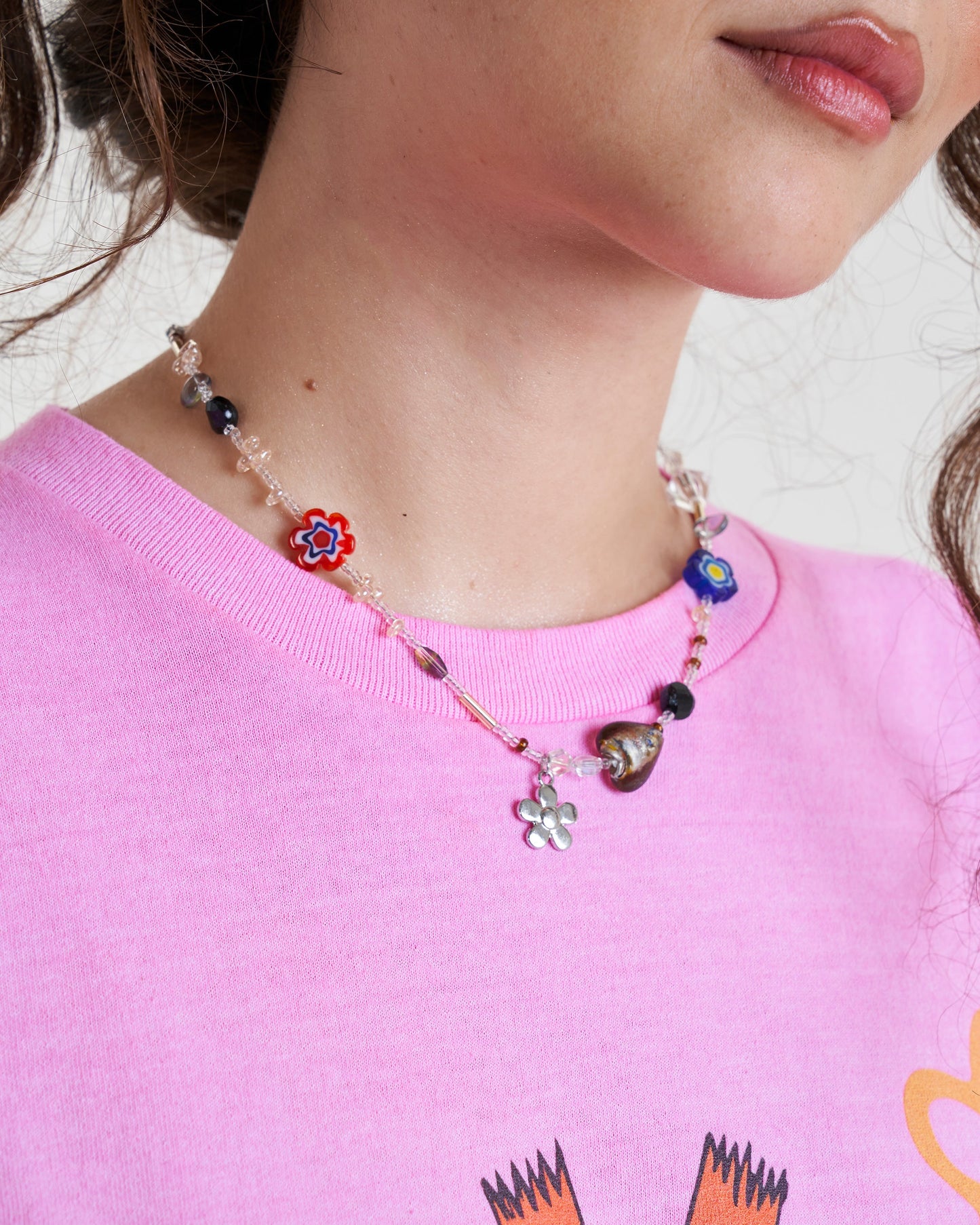 RUH Beaded Necklace With Charms In Multicolour