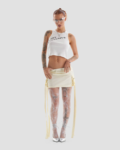 Club Kid Parachute Technical Cargo Mini Skirt in Off White