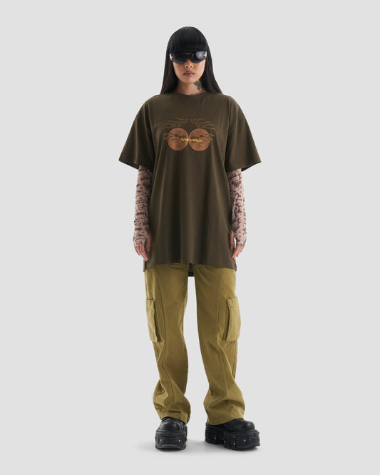 Nostalgia Graphic Oversized T-Shirt in Brown