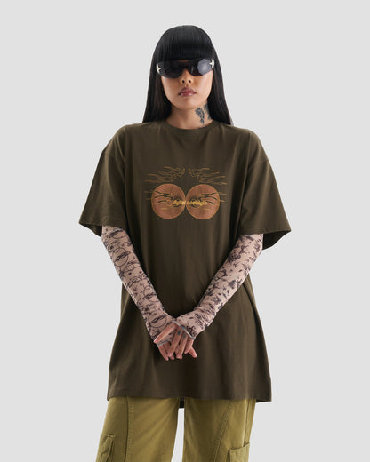 Nostalgia Graphic Oversized T-Shirt in Brown