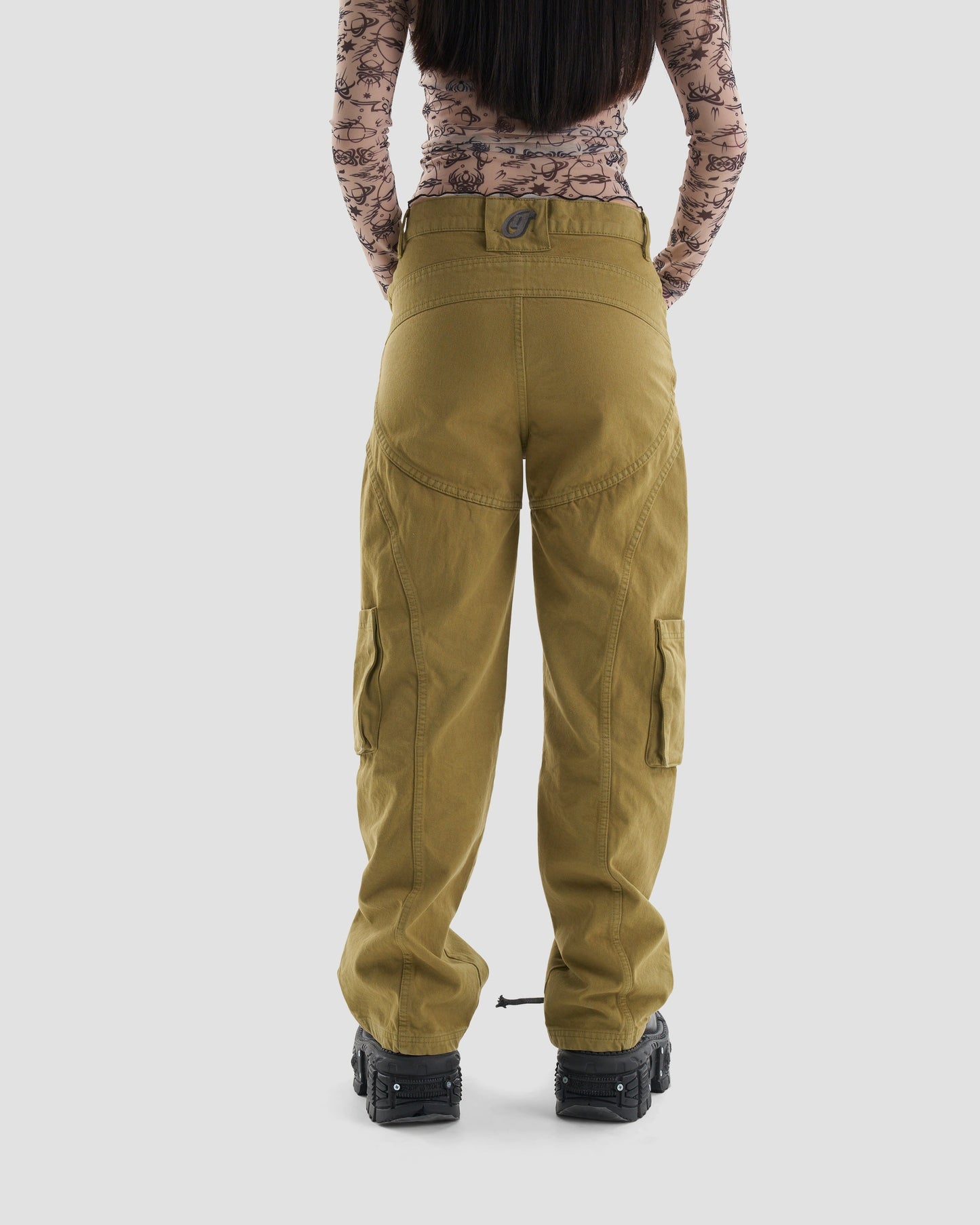 Free Entry Low Rise Straight Fit Technical Jeans in Khaki