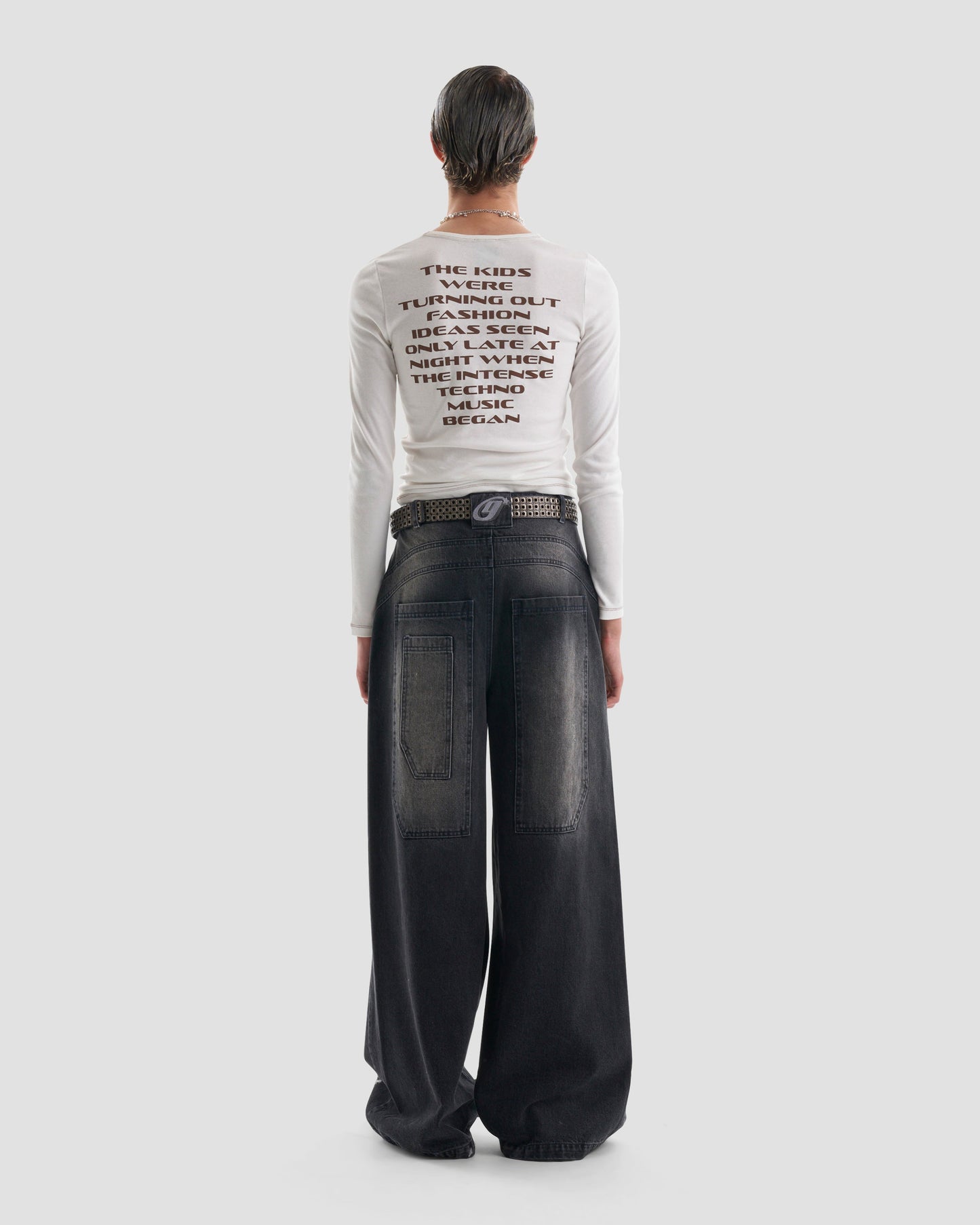 Phat Super Wide Leg Jeans in Dark Grey Wash