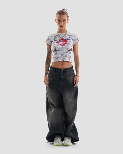 Phat Super Wide Leg Jeans in Dark Grey Wash