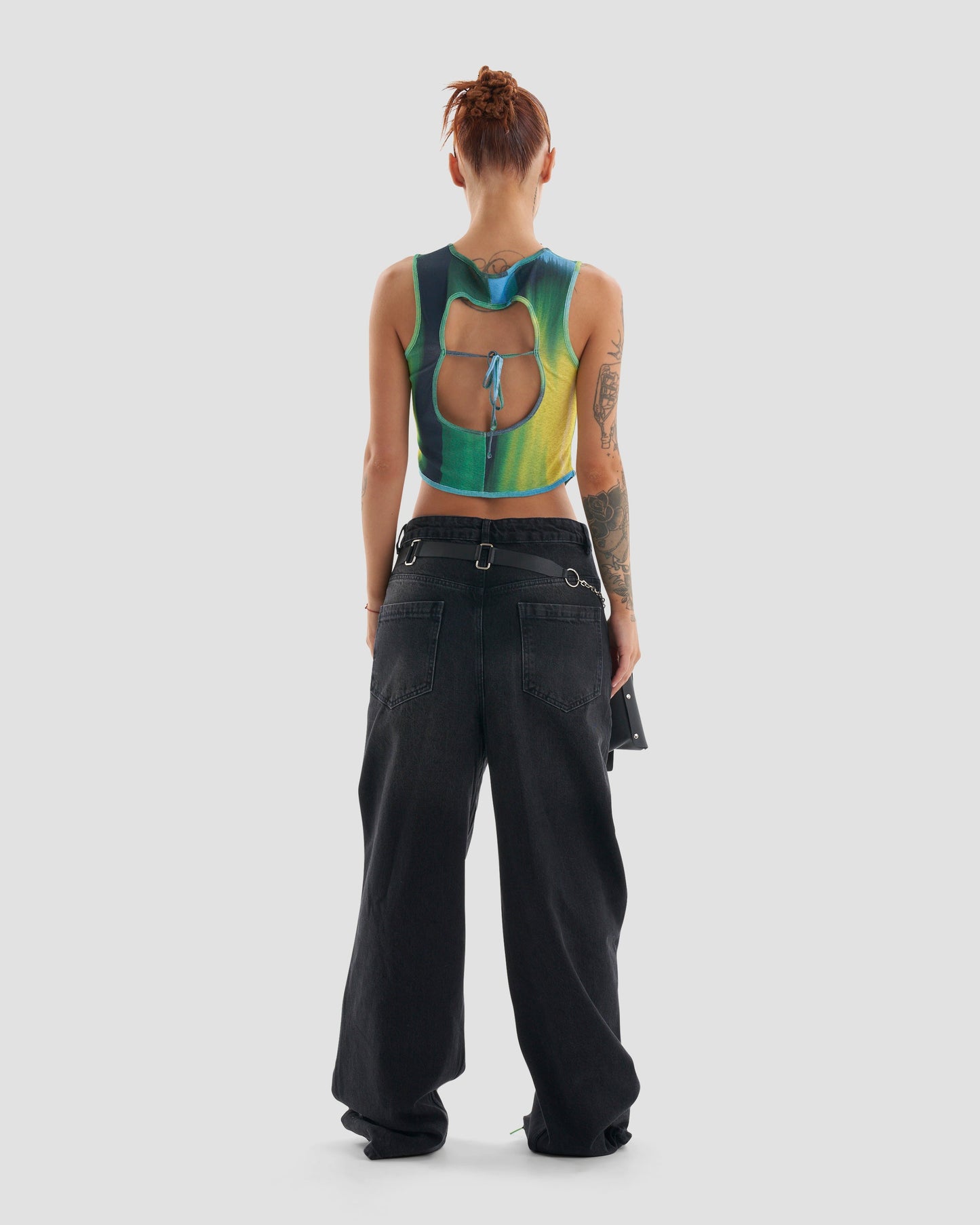 Liquid Backless Suspender Detail Tank Top in Multicolour