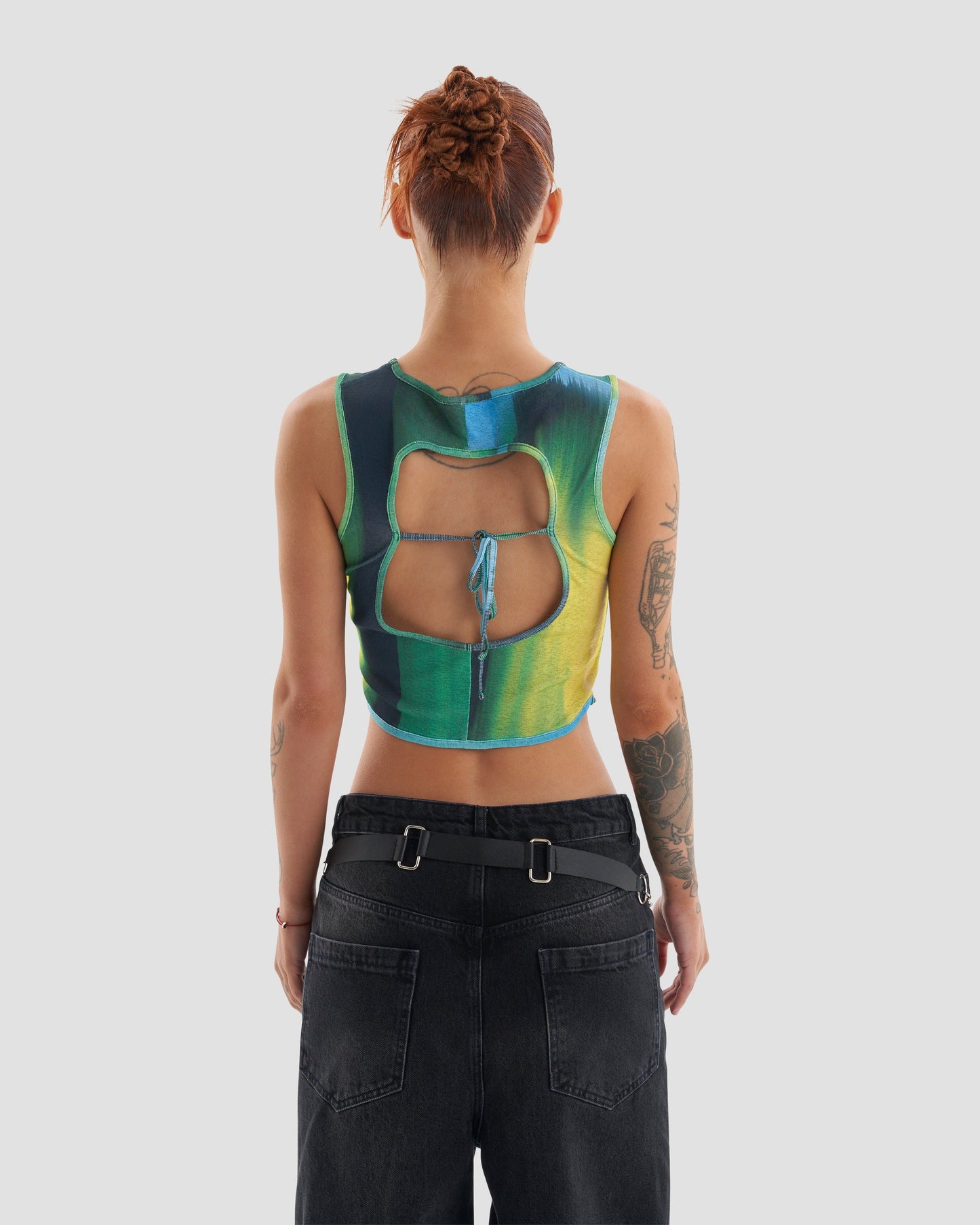 Liquid Backless Suspender Detail Tank Top in Multicolour