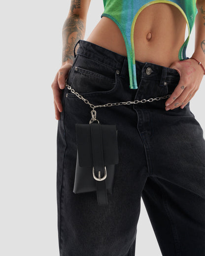 Insomniac Micro Waist Belt with Phone Holder in Silver