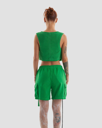 Clubland Co-Ord Technical Cargo Shorts in Green