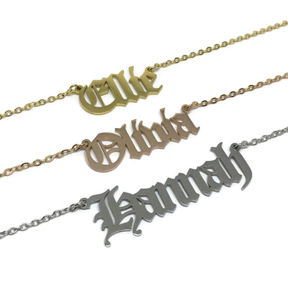 Custom Old English Name Necklace