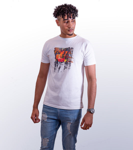 POP STROKE ONE - FRONT PRINT - WHITE T-SHIRT