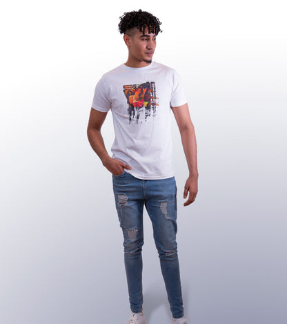 POP STROKE ONE - FRONT PRINT - WHITE T-SHIRT