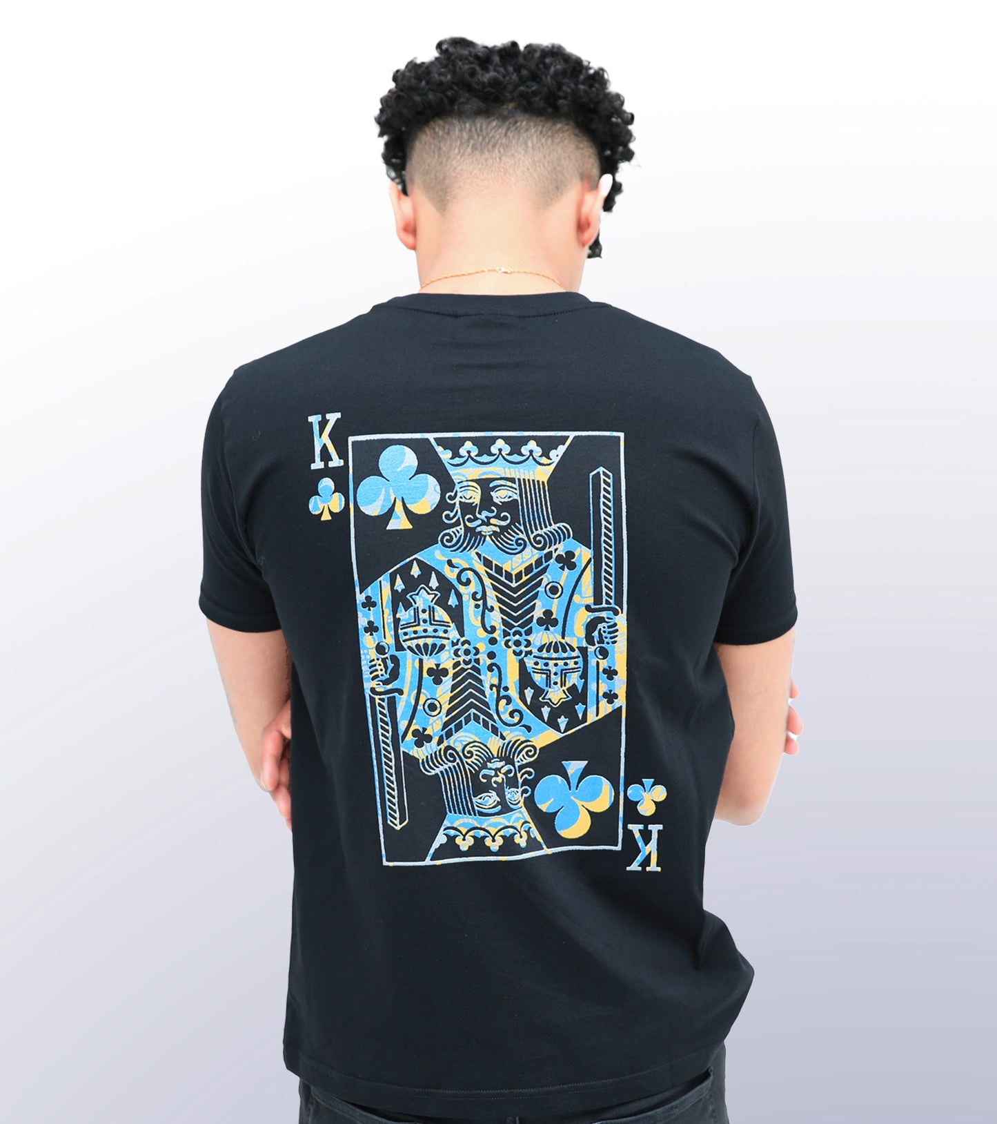 KING OF CLUBS - BACK PRINT - BLACK T-SHIRT