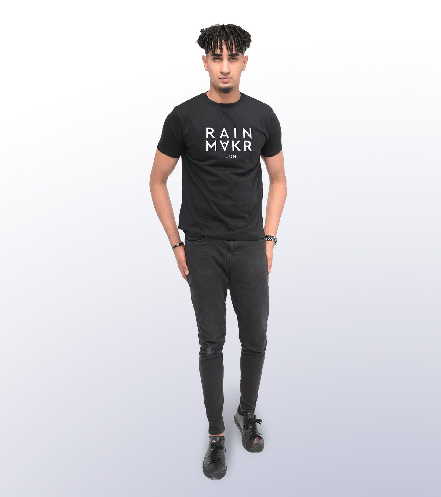 RAINMAKR LDN - FRONT PRINT - BLACK T-SHIRT